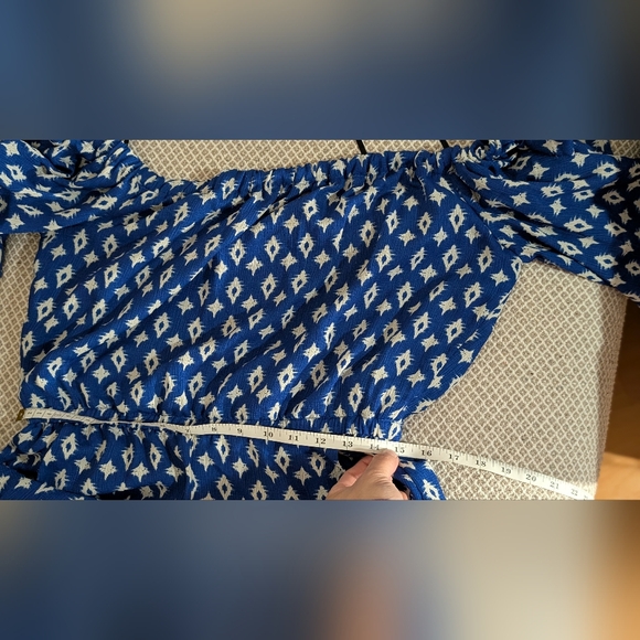 AUW Blue and White Patterned Bohemian Jumpsuit - Picture 11 of 13